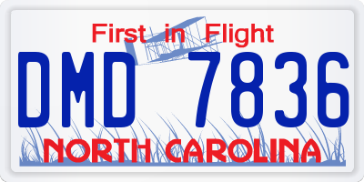 NC license plate DMD7836