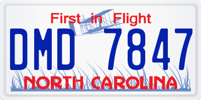 NC license plate DMD7847