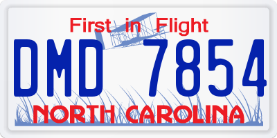 NC license plate DMD7854