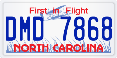 NC license plate DMD7868