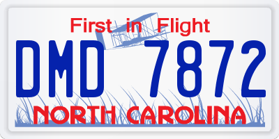 NC license plate DMD7872