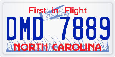 NC license plate DMD7889