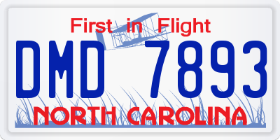 NC license plate DMD7893