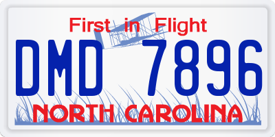 NC license plate DMD7896