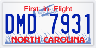 NC license plate DMD7931