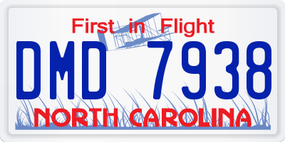 NC license plate DMD7938