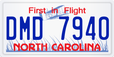 NC license plate DMD7940