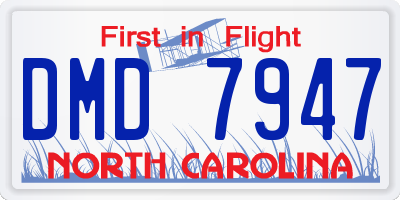 NC license plate DMD7947