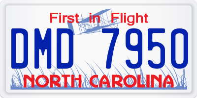 NC license plate DMD7950