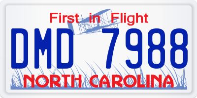 NC license plate DMD7988