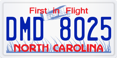 NC license plate DMD8025