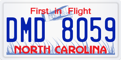 NC license plate DMD8059