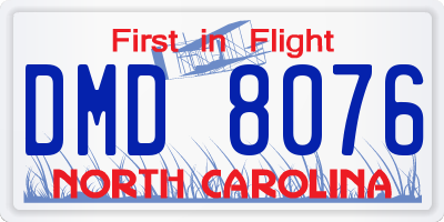 NC license plate DMD8076