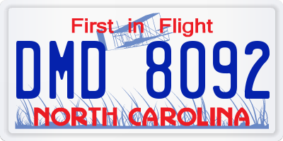 NC license plate DMD8092