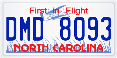 NC license plate DMD8093