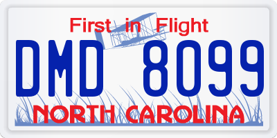 NC license plate DMD8099