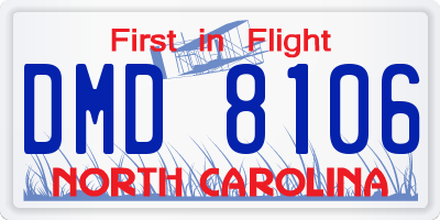 NC license plate DMD8106