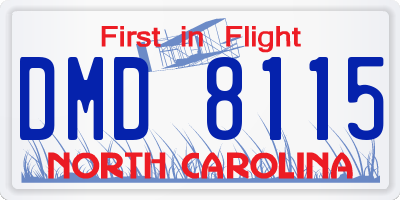NC license plate DMD8115