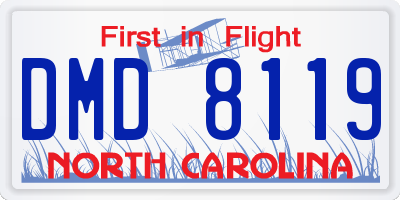 NC license plate DMD8119