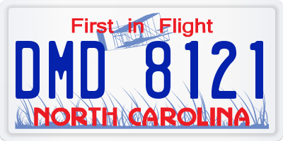 NC license plate DMD8121
