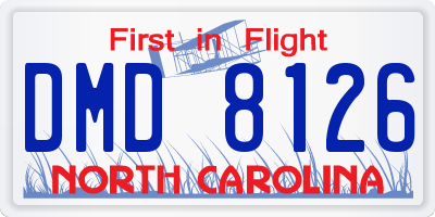NC license plate DMD8126