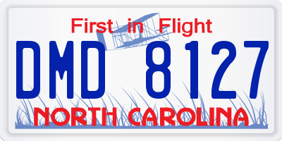 NC license plate DMD8127
