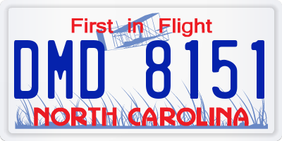 NC license plate DMD8151