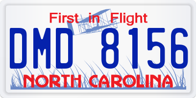 NC license plate DMD8156
