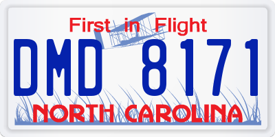 NC license plate DMD8171