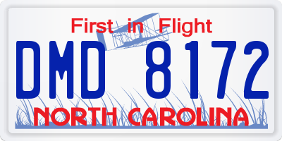 NC license plate DMD8172