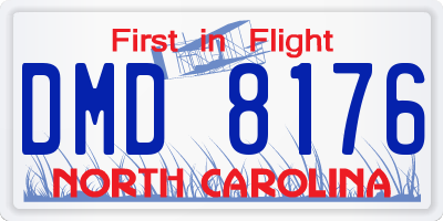 NC license plate DMD8176