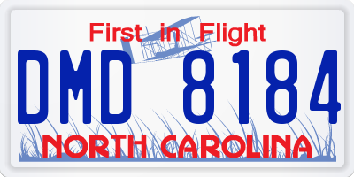 NC license plate DMD8184