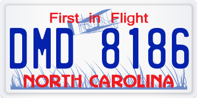 NC license plate DMD8186