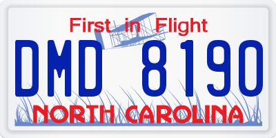 NC license plate DMD8190