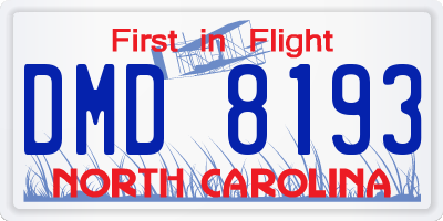 NC license plate DMD8193