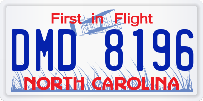 NC license plate DMD8196