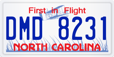 NC license plate DMD8231