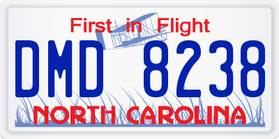 NC license plate DMD8238