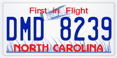 NC license plate DMD8239
