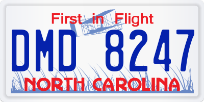 NC license plate DMD8247