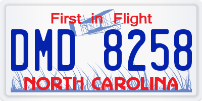 NC license plate DMD8258