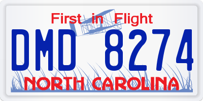 NC license plate DMD8274