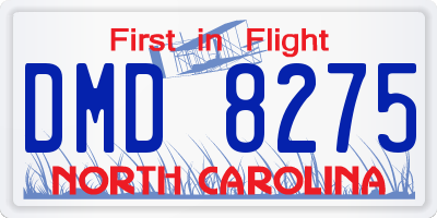 NC license plate DMD8275