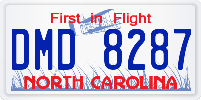 NC license plate DMD8287