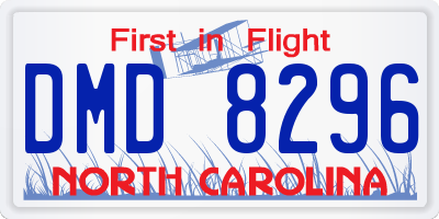 NC license plate DMD8296