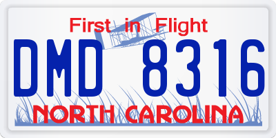 NC license plate DMD8316