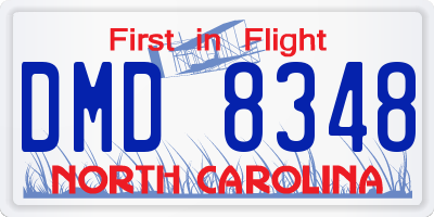 NC license plate DMD8348