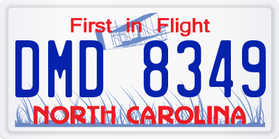 NC license plate DMD8349