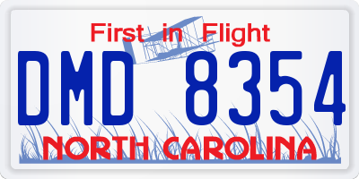 NC license plate DMD8354