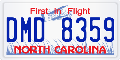NC license plate DMD8359